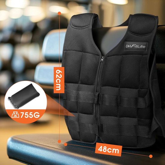 DH FitLife Gilet de musculation ajustable 10KG/20KG/30KG pour la musculation et le renforcement musculaire | gilet de musculation | gilet de course à pied femmes hommes | gilet d'entraînement physique