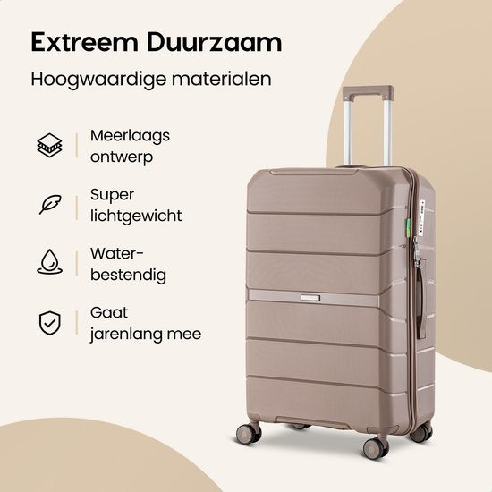 SKYCASES Urban Adventurer - Valise bagage à main - Serrure à numéro - 44L - Roues pivotantes - Valise de voyage avec serrure à bagage - Trolley léger - Champagne