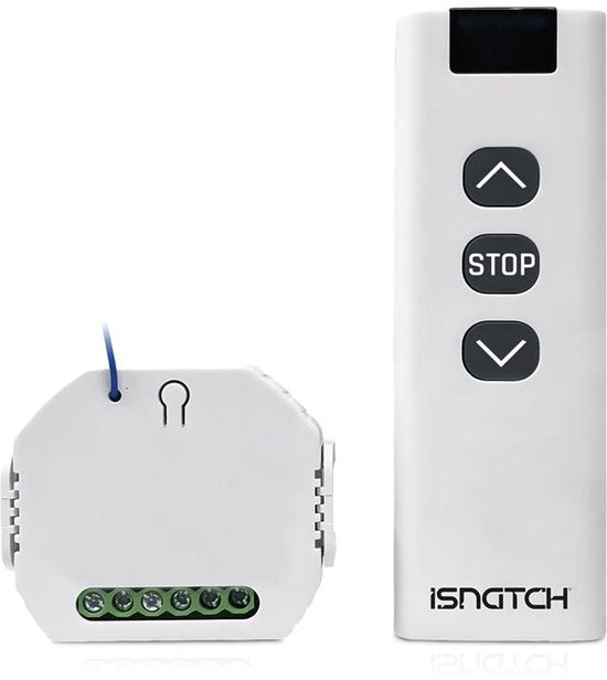 HeySmart Module wifi intelligent pour volets avec télécommande, compatible avec l'appli pour la télécommande, fonction minuterie, encastré 503 ou rail DIN, facile à installer.