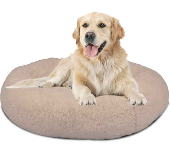 Peaceful Pooch L - panier moelleux pour chien - 94 cm de diamètre - pliable - disponible en plusieurs tailles. Panier pour chat - lavable - rembourrage amovible - soulage les articulations et les muscles - fond à picots antidérapant