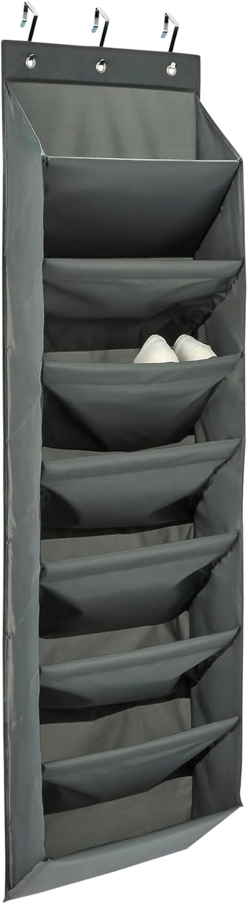 Rangement à chaussures Anqi à accrocher à la porte - 8 étagères - Gris foncé