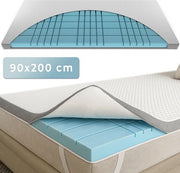 CozySense® CubeTech Topper 90x200 - Surmatelas - Matelas de terrasse - 100+ cubes de confort - Soutien ergonomique - CertiPUR® - 7 CM - Housse lavable