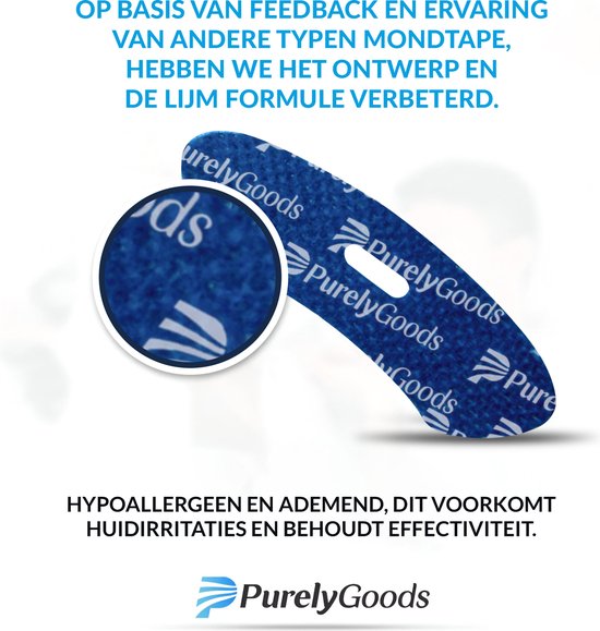 PurelyGoods® Ruban buccal - 33 pièces - Anti-ronflement - Ruban buccal - Myotape - Ruban buccal - Pansements buccaux