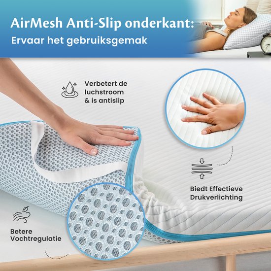 Ella Topper 90x210 cm - Matelas Topdekmatras - Surmatelas en mousse à mémoire de forme infusée de gel et mousse Aircell - fermeté moyenne
