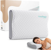 Oreiller CozySense® - Oreiller orthopédique - Oreiller ergonomique - Mousse à mémoire de forme contre les douleurs cervicales - Taie d'oreiller et sac de transport inclus - Fermeté moyenne