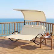 Fauteuil à bascule double Coast - avec auvent - coussins inclus - beige/gris/noir/marron