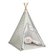 SoBuy OSS03 Tente Tipi pour enfants 112 x 112 x 158 cm - Blanc/ Gris