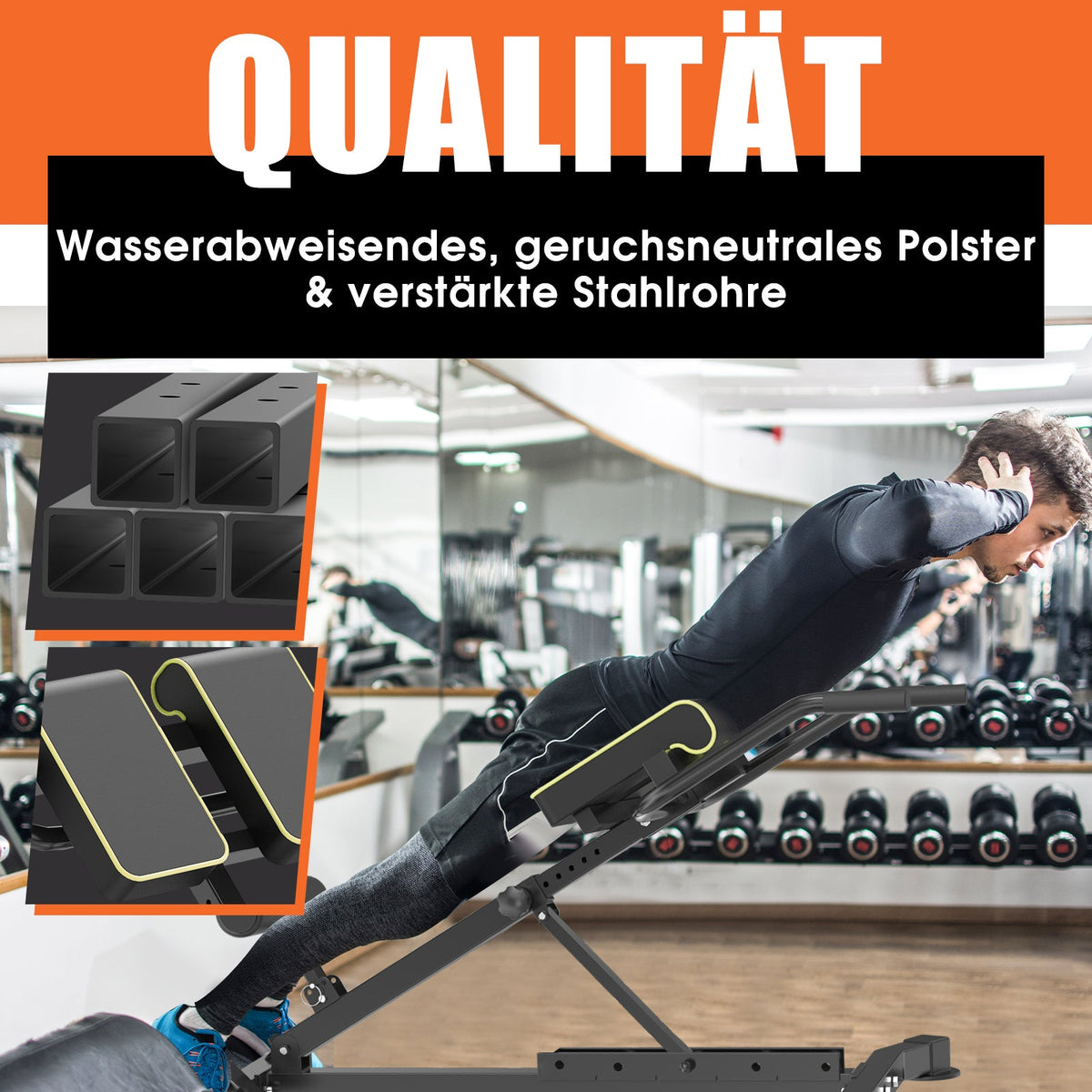 DH FitLife Appareil d'entraînement pour le dos 5-en-1 - Banc d'hyperextension - Réglable - Jusqu'à 150 kg - Pliable et compact