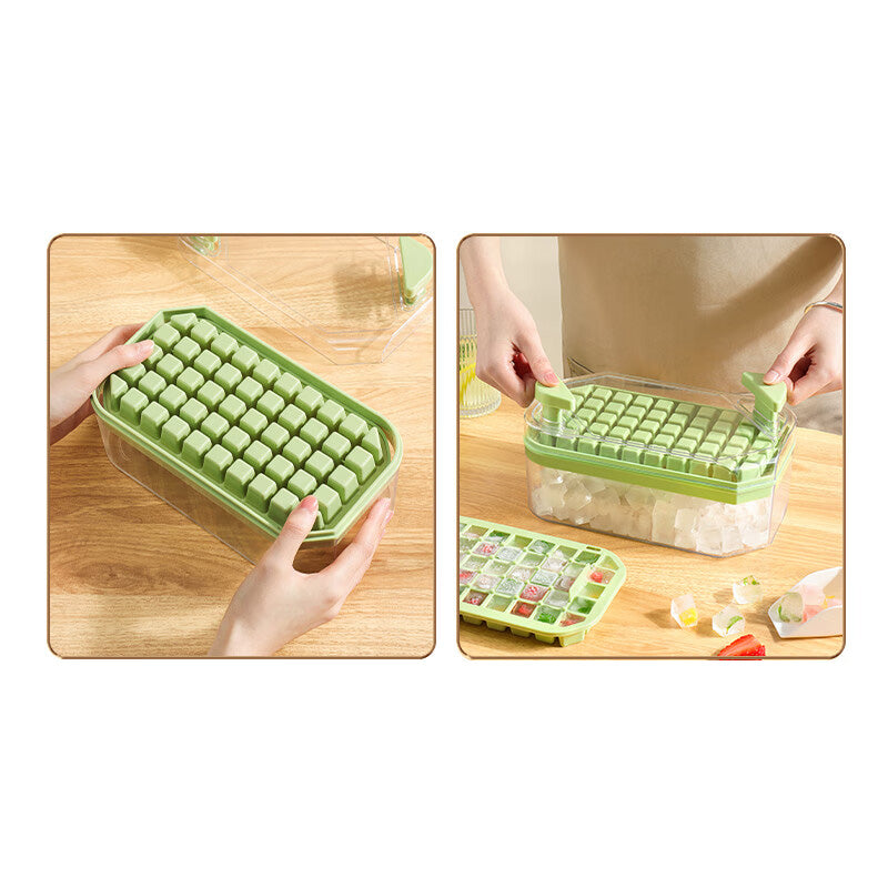 Moule à glaçons BJ vert à double paroi et à bords inclinés, 100 compartiments, bac à glaçons en plastique
