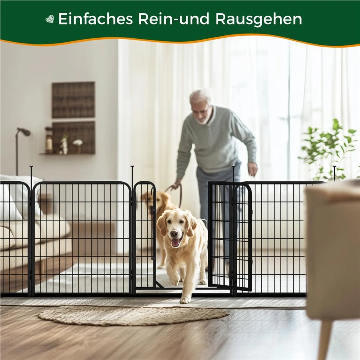 Yaheetech : enclos pour chien sûr et modulable à 6 éléments, 80 cm – Noir mat – Métal