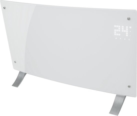 Chauffage électrique à faible consommation d'énergie Klarstein pour la maison, convecteur intelligent et autonome de 2 000 W à faible consommation d'énergie avec thermostat, design fin et portable, chauffage silencieux, chauffage à accumulation et panneau