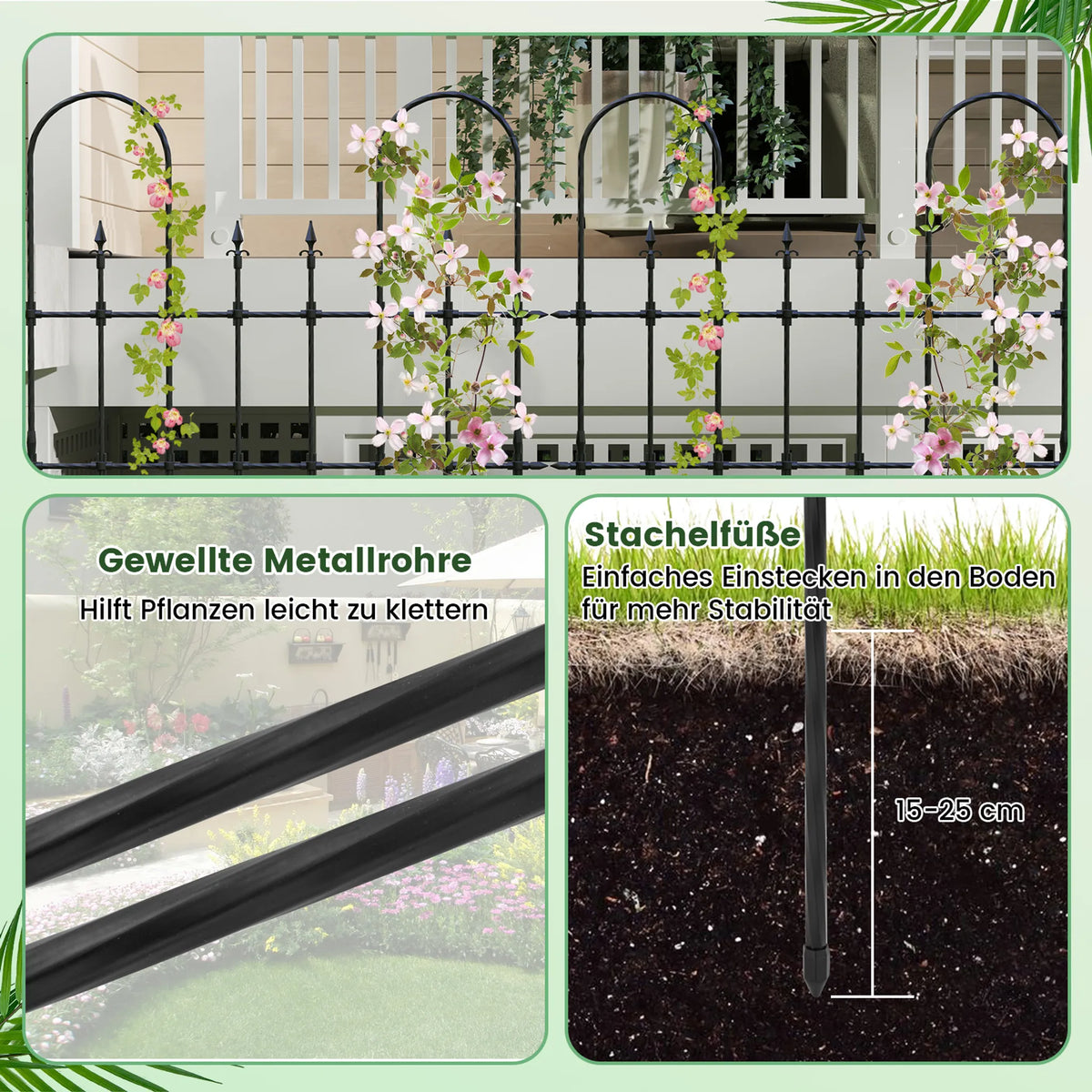 Coast Plant Rack for Climbing Plants and Roses - 146 x 186 cm - Support de jardin en métal noir pour fleurs, légumes et plantes grimpantes