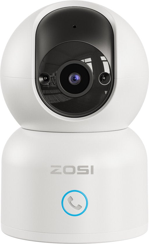 Fuegobird ZOSI C518 Caméra IP d'intérieur - 3MP - Fonction interphone - Caméra de sécurité - Caméra pour animaux - Caméra pour bébés - Compatible avec WIFI 2.4G/5G - Fonctionne avec application - Blanc