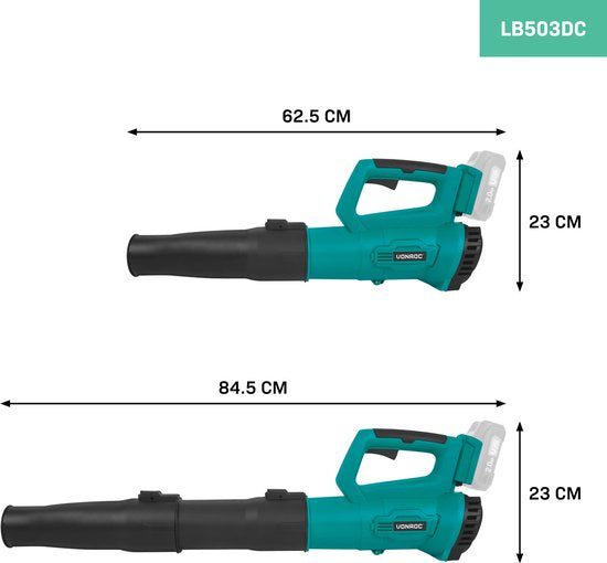 VONROC Accu Leaf Blower 20V - Modèle axial - Vitesse d'air 129 km/h - Volume d'air 7m3/min - Sans batterie ni chargeur