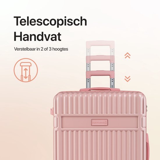 SKYCASES – Valise de voyage moyenne – Classic Heritage – Légère – Serrure TSA – 66 x 45 x 26 cm – 63 L – Valise à roulettes M – Roulettes silencieuses – Rose