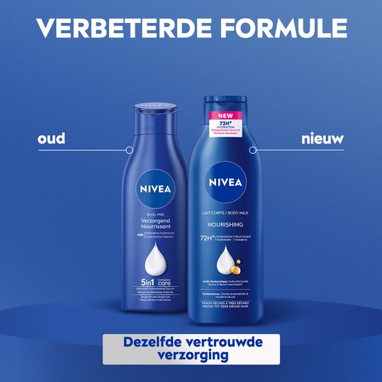 Lait corporel nourrissant NIVEA - à l'acide hyaluronique, à l'huile d'amande douce et au sérum nourrissant - Lait corporel offrant 72 heures d'hydratation - Pour les peaux sèches à très sèches - 400 ml