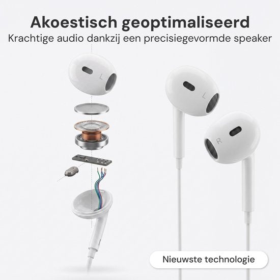 Écouteurs filaires Nuvance - Compatibles Lightning - Écouteurs intra-auriculaires filaires - Écouteurs filaires avec microphone - Blanc