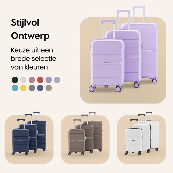 SKYCASES Urban Adventurer - Valise à main - Serrure à numéro - 44L - Roues pivotantes - Valise de voyage avec serrure à bagage - Trolley léger - Violet
