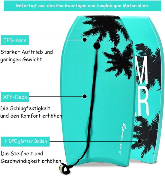 COSTWAY : bodyboard, planche de natation, planche de surf pour enfants, planche de surf, planche de SUP