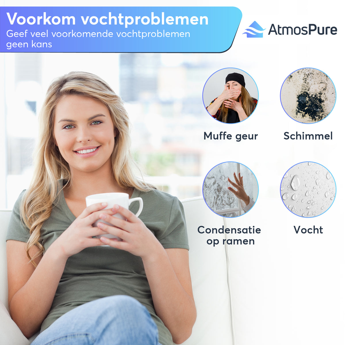 Déshumidificateur AtmosPure® AirDry Elite - 12L par jour - Fonction Lavage-Séchage - Purificateur d'air parfait pour la buanderie, la salle de bain, le salon et la cave - Noir - Déshumidificateur