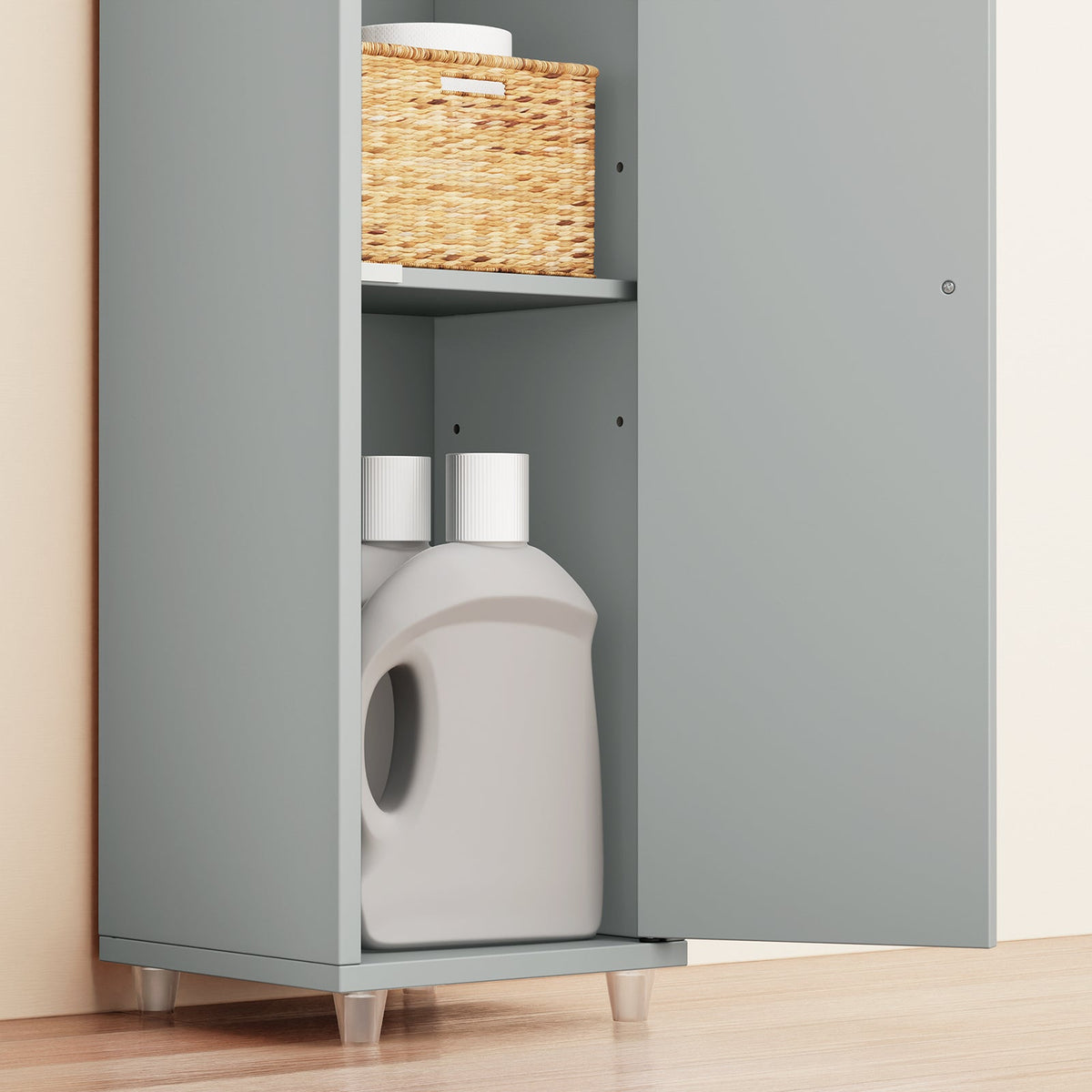 SoBuy BZR34-II-HG Meuble de salle de bain haut - Meuble de salle de bain étroit à poser - MDF résistant à l'eau - 20x20x180 cm - Gris