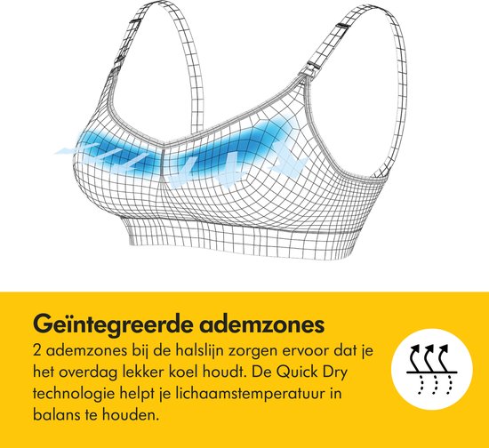 Soutien-gorge Medela Keep Cool - Soutien-gorge d'allaitement sans coutures - Soutien-gorge de grossesse avec 2 zones respirantes - Tissu Soft Touch - Noir - Taille XL