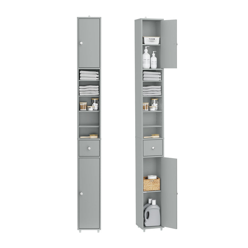 SoBuy BZR34-II-HG Meuble de salle de bain haut - Meuble de salle de bain étroit à poser - MDF résistant à l'eau - 20x20x180 cm - Gris