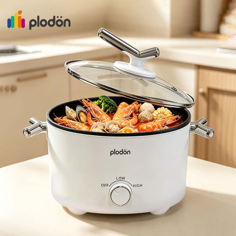 Plodon : cuiseur à pression amélioré à parois épaisses pour légumes - casserole de 2,0 L, 1 000 W, avec revêtement antiadhésif et deux niveaux de puissance