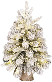 Black Box Trees Sapin de Noël artificiel Grimshaw avec neige H60 x P46 cm - Sapin artificiel dans un sac en jute - Sapin de Noël artificiel d'intérieur - 56 branches - Vert