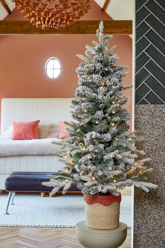 Black Box Trees Sapin de Noël artificiel Grimshaw avec neige H120 x P60 cm - Sapin artificiel en pot - Sapin de Noël artificiel d'intérieur - 206 branches - Vert