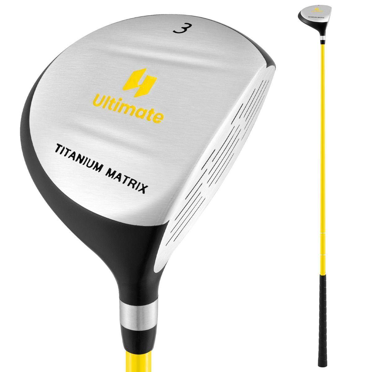 Bois de parcours Coast Junior n° 3 - Tête de club de 165 cc - Manche en fibre de verre - Jaune - 86 cm