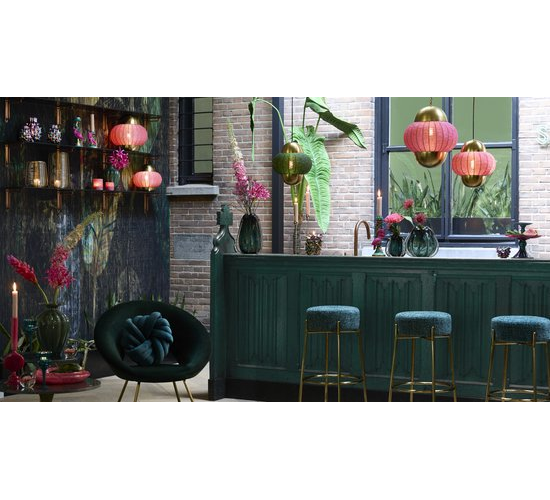 Suspension Light & Living Cetara - Perles roses/bronze - 33 x 38 cm