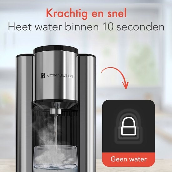 Distributeur d'eau chaude -KitchenBrothers -Ebullition Rapide - 40-100°C - 150/250/300 ml - 2.5L - acier inoxydable