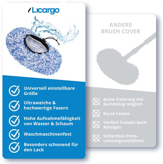 LICARGO Housse de brosse pour brosses en libre service - pour un lavage en douceur sans rayures - housse de brosse extra douce et absorbante - pour toutes les brosses Housse de brosse pour brosses en libre service lavage