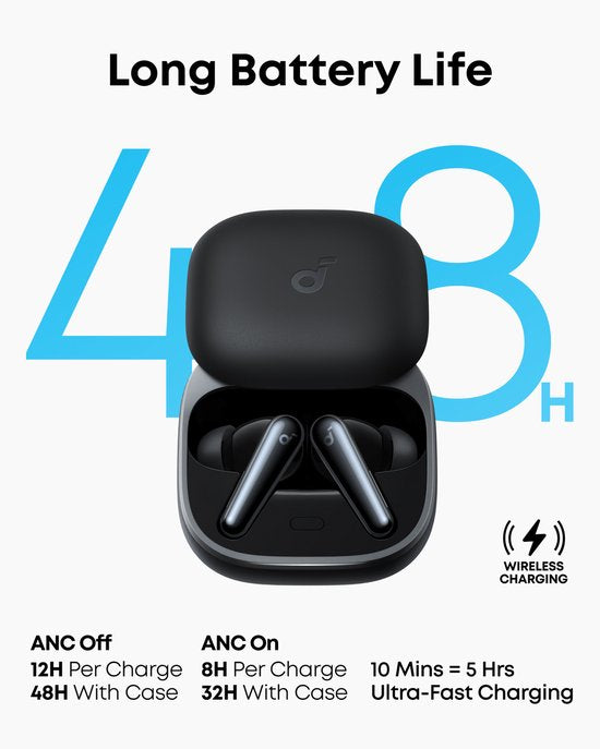 Soundcore Liberty 5 by Anker - Écouteurs sans fil avec réduction de bruit - Réduction des voix 2 fois plus efficace - Réduction de bruit adaptative en temps réel - Recharge rapide - Dolby Audio - Conversations claires grâce à 6 microphones et à l'IA - Lon