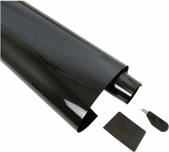 Film solaire Dunlop pour vitres - noir - 300 x 76 cm - protection contre les UV - Couteau et spatule inclus