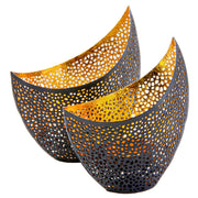 Gadgy Porte-lampes Oriental - Lot de 2 - 16 et 14.5cm - Porte-lampes - Noir/Doré - Métallique