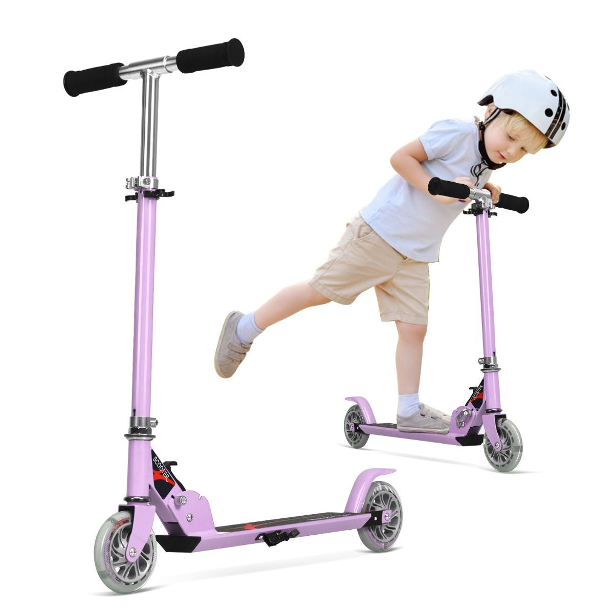 Trottinette Coast pliable à hauteur réglable avec 2 roues clignotantes pour enfants à partir de 4 ans violet
