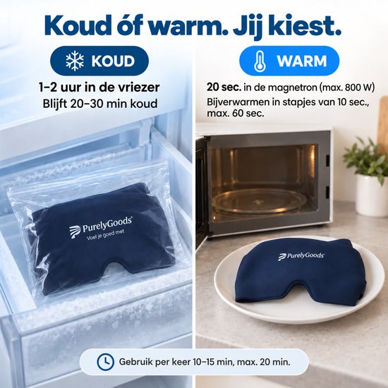 Masque anti-migraine PurelyGoods® 600 g - Compresse froide avec sachet de congélation - Bleu