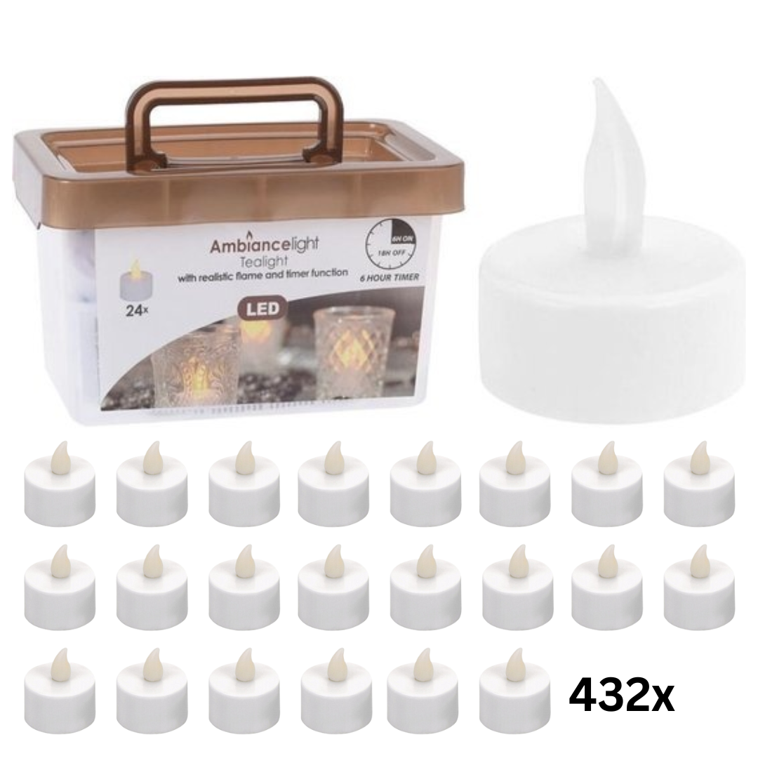 Theelichtjes LED - Box met 432 stuks INCLUSIEF batterij EN Timer