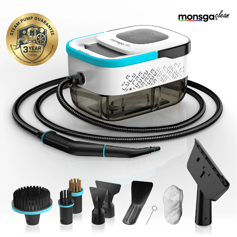 Nettoyeur vapeur Monsga 1 500 W – 3,5 bars – 1,6 L – temps de chauffe de 15 secondes – blanc