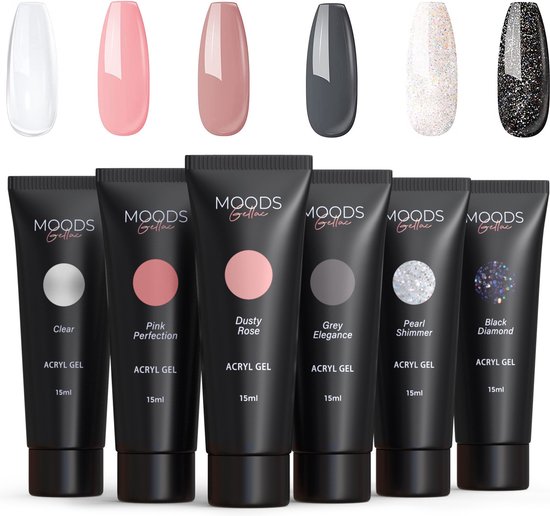 Moods Gellac - Polygel Colour Set - Recharge - Neutral Shine - 6 couleurs - 15ML