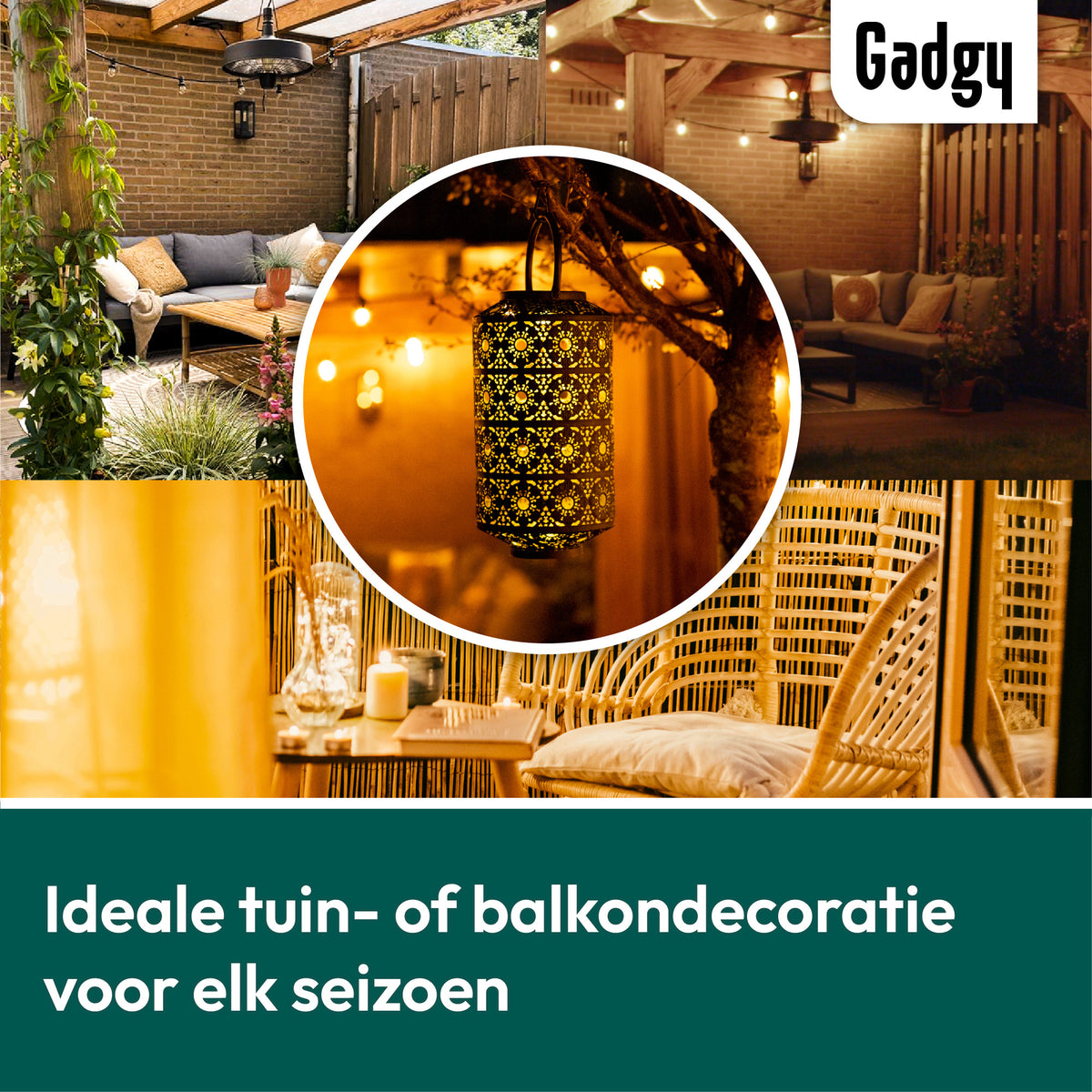 Gadgy Lampe solaire de jardin Lampe de table Maya XL - Lampe d'extérieur Terrasse & Balcon - Lampe solaire de jardin - Lampe solaire de jardin - Lampe solaire Led d'extérieur - Lanterne Windlight Hanging - Lampes de jardin - Bronze / Gold