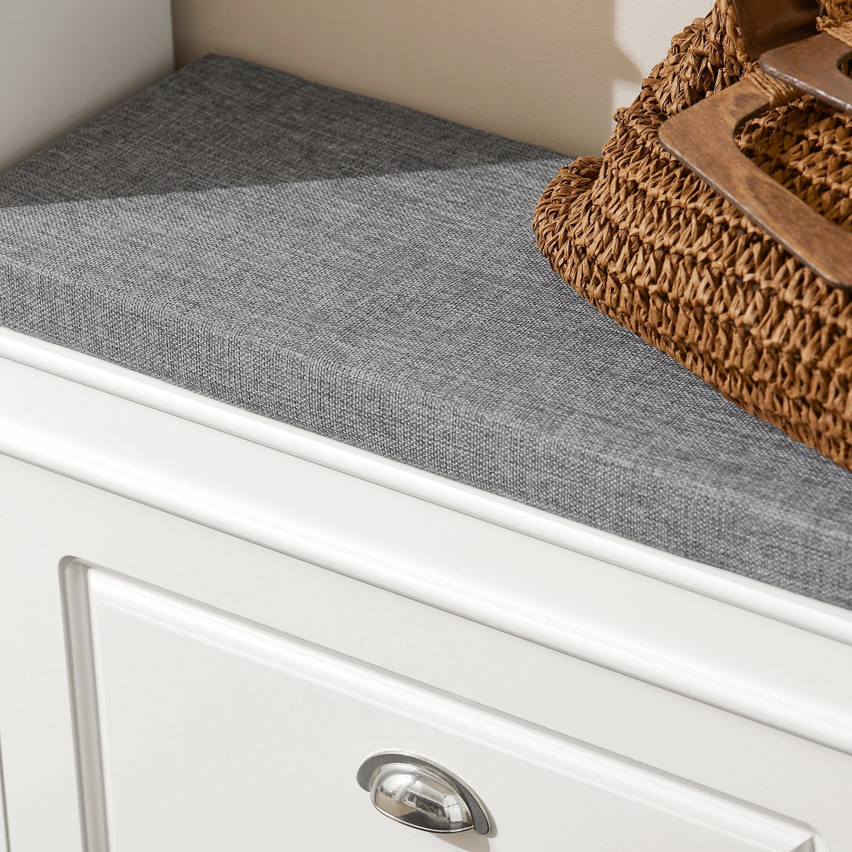 Meuble à chaussures - SoBuy - Avec siège rembourré - Max. 150 kg - 75 x 24 x 51 cm - Blanc/gris