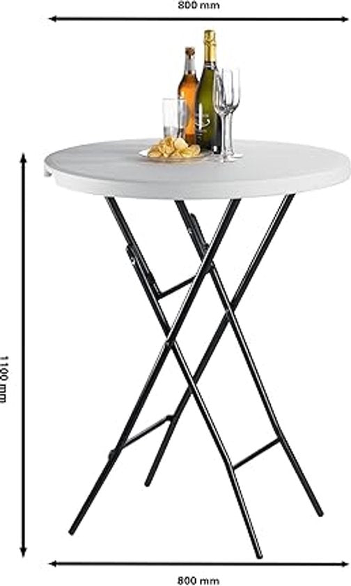 Garten - Table haute KD blanche - 80 x 110 cm - Blanche et en plastique - Pliable et robuste - Pour les fêtes et les événements