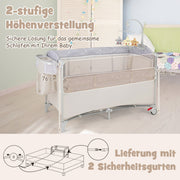 Coast Side Bed - 5 In 1 - Roulettes - Matelas inclus - 125 x 65 x 76 cm - Beige