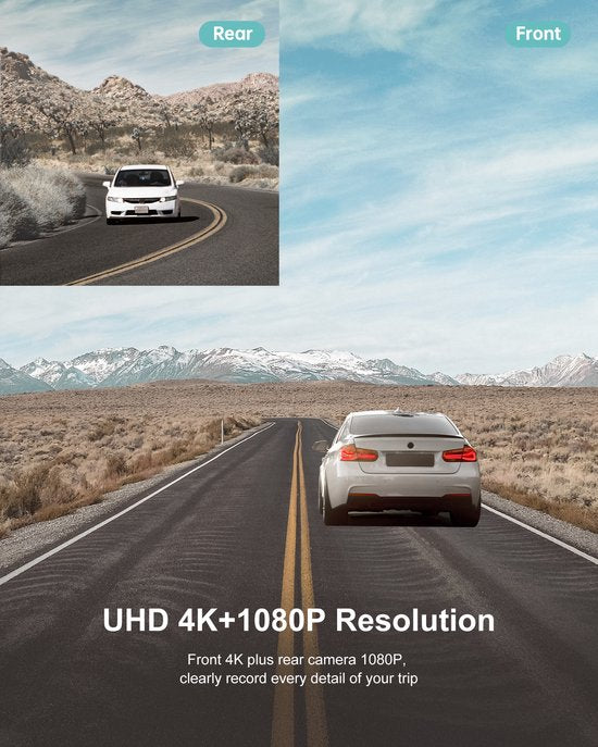 Caméra embarquée iZEEKER GD850 pour voiture - 4K et 1080p - Caméras avant et arrière - Wi-Fi et GPS - Écran tactile IPS 3 pouces - Capteur Sony - Vision nocturne