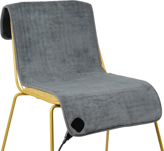 Tristar BW-4772 Couverture chauffante électrique pour chaise - Couverture chauffante - Lavable en machine - Antidérapante - 110 x 40 cm - Polaire - Gris - Chauffage au niveau du bas du dos - Pour 1 chaise/personne