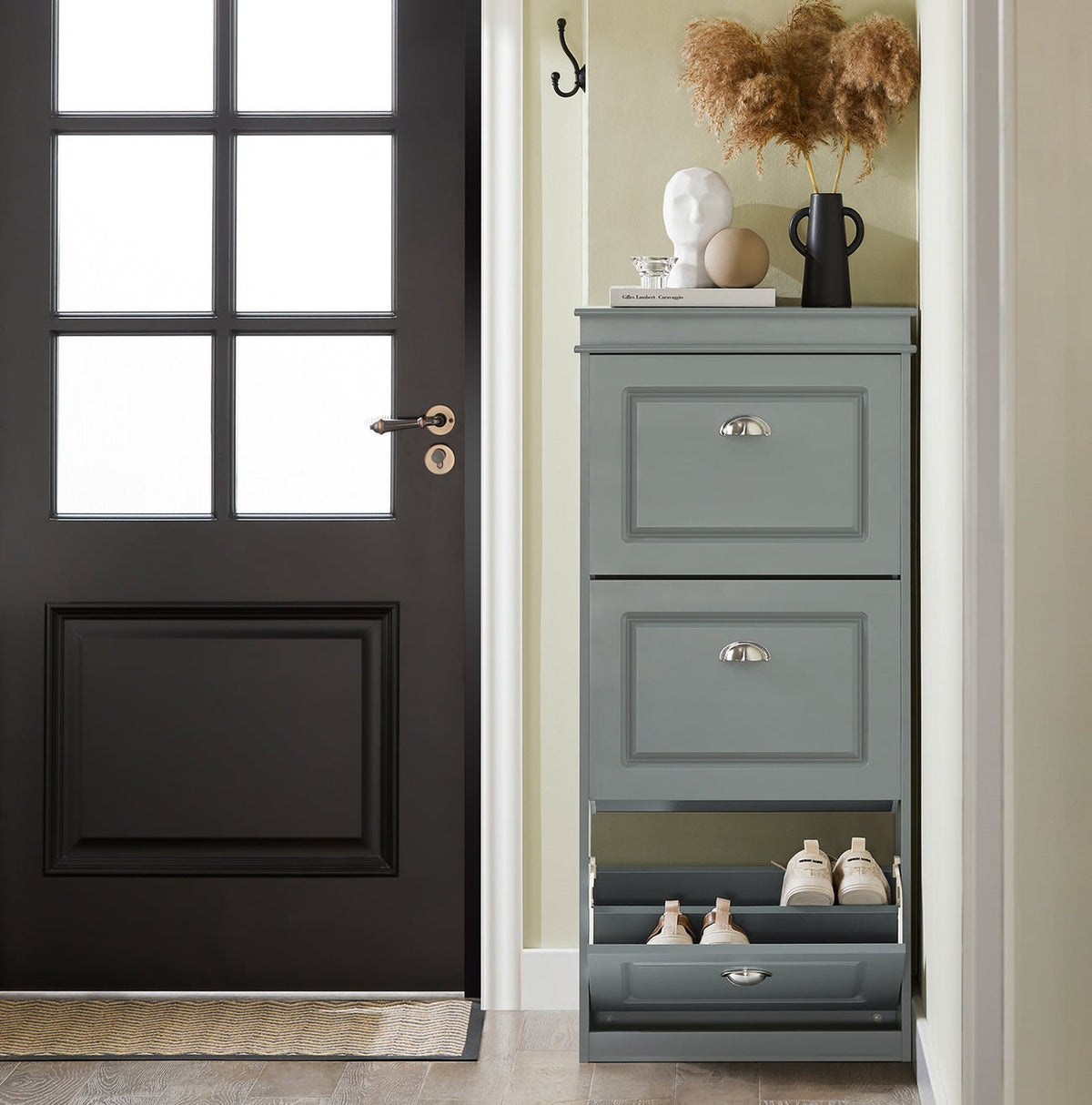 Rayon à chaussures SoBuy - 3 portes pliantes - 53 x 24 x 117 cm - Gris