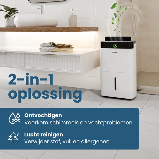 Déshumidificateur Auronic - Better Plus Series - 20L - Chambre à coucher, salle de bain, salon et bureau - Déshumidificateur d'intérieur - Blanc